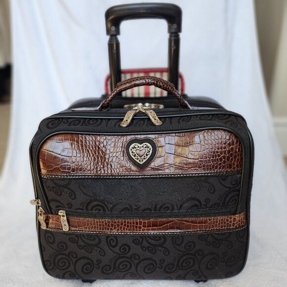 Brighton Black Rolling Carry-on Luggage / Computer Suitcase - Picture 1 of 15